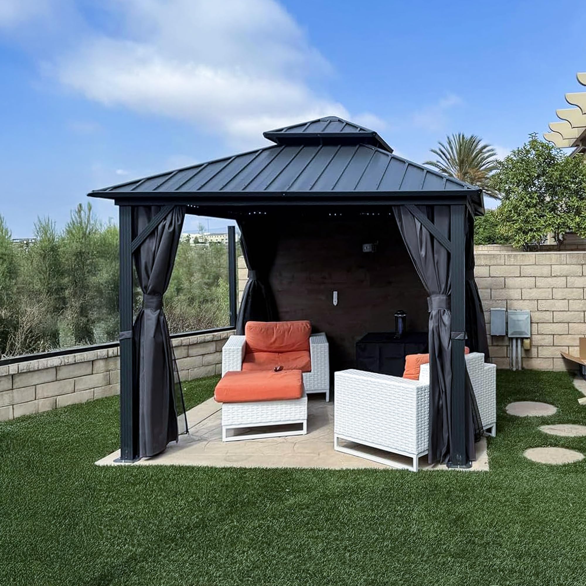 Amazon.com: PURPLE LEAF 10' X 10' Hardtop Gazebo Permanent Gazebo